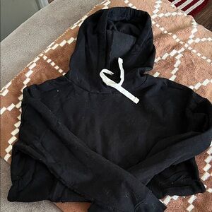 Black Hoodie with White Drawstring